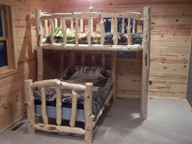 log bunk bed mattress attachment ideas